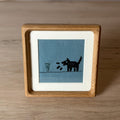 Hand Stitched Flower and Linocut Dog Print