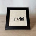 Hand Stitched Flower and Linocut Dog Print