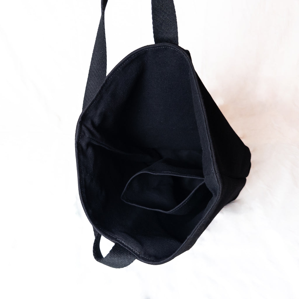 Wine Bottle Tote Bag - Black