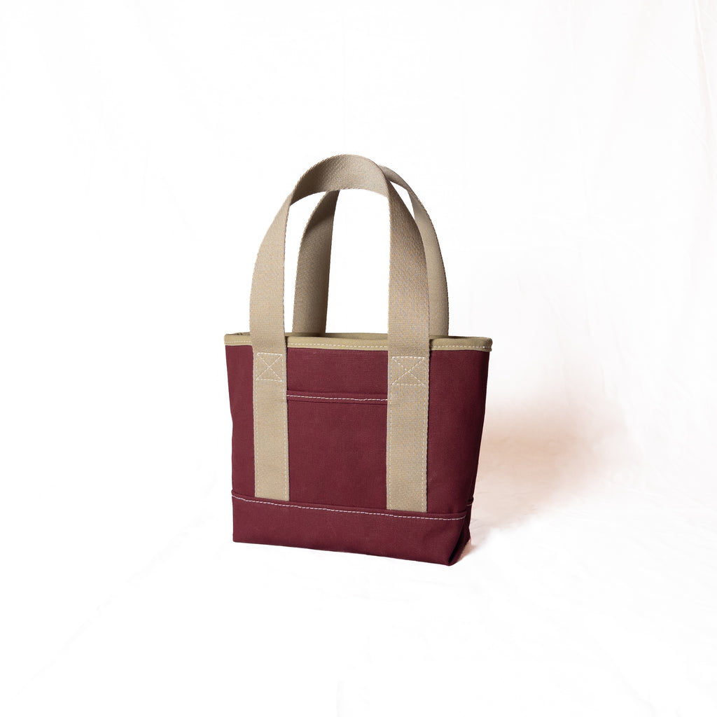 Mini Tote - Maroon/Tan