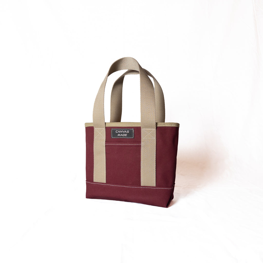 Mini Tote - Maroon/Tan