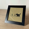 Hand Stitched Flower and Linocut Dog Print
