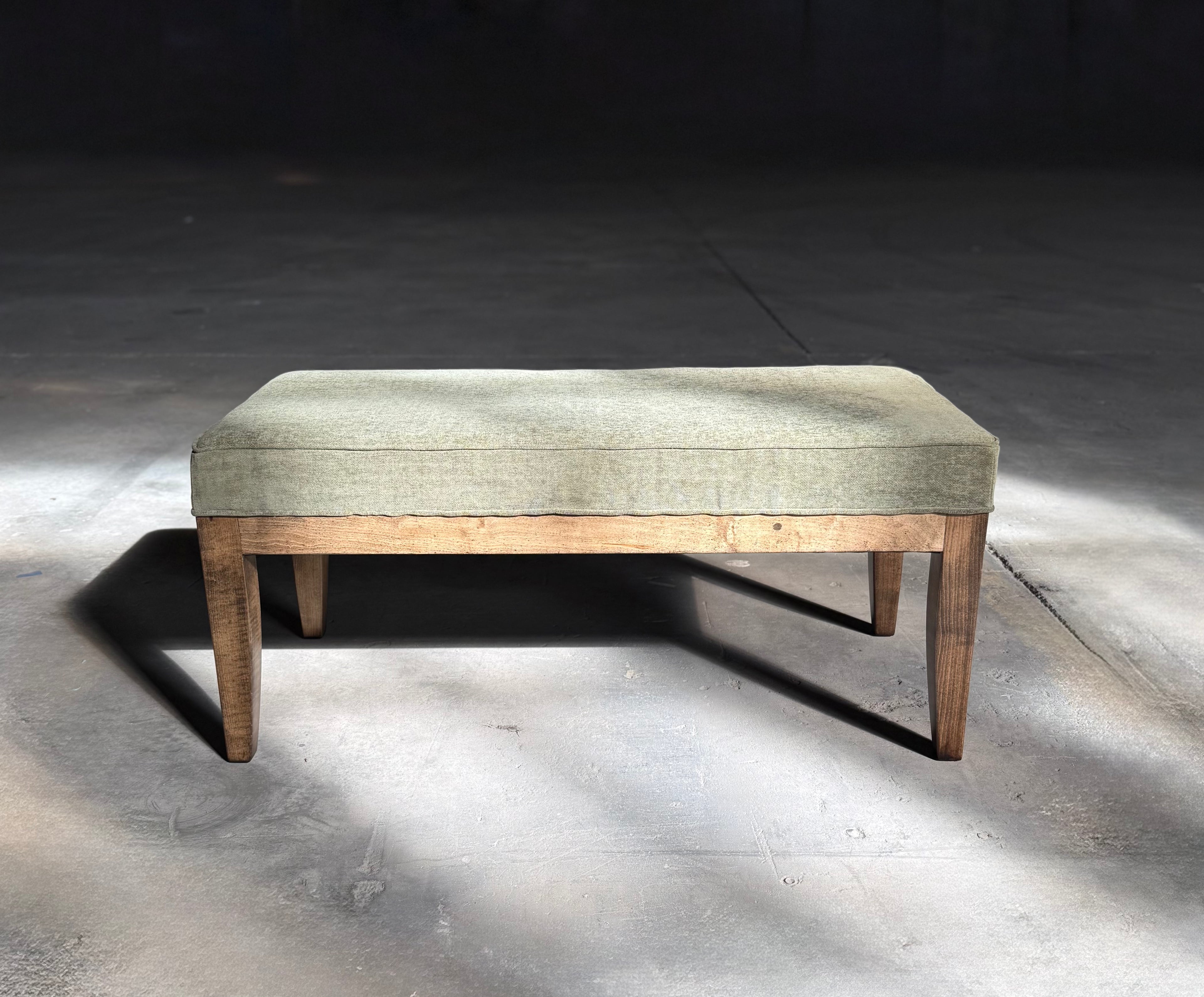 Midcentury Modern Fabric Bench - Forest Green
