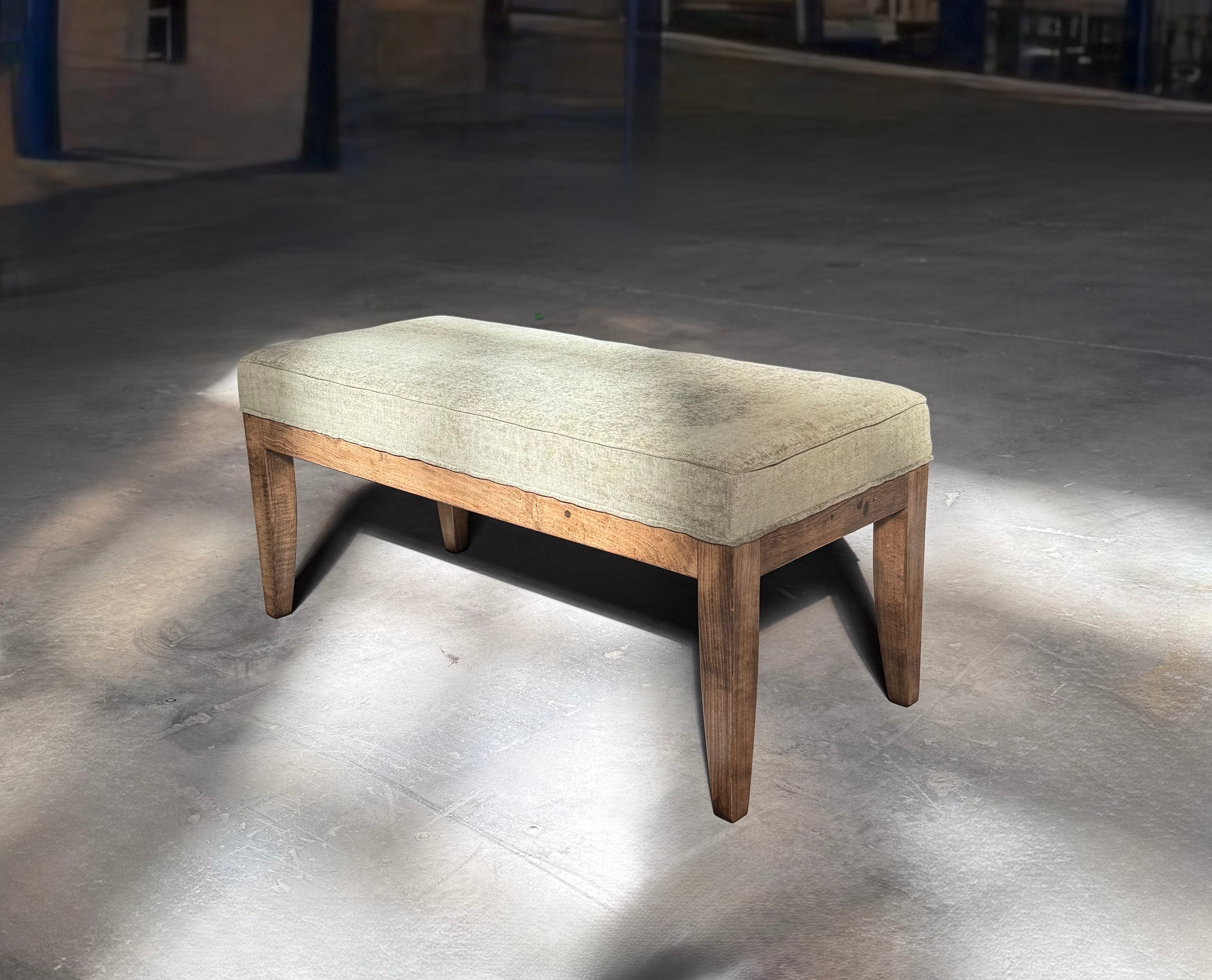 Midcentury Modern Fabric Bench - Forest Green