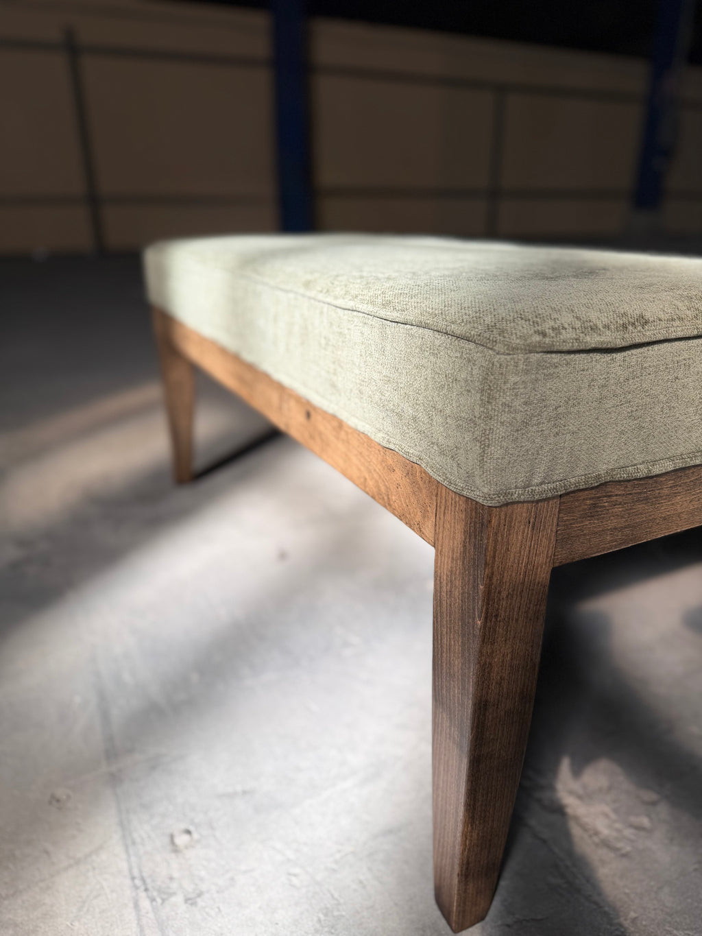 Midcentury Modern Fabric Bench - Forest Green