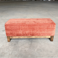 Midcentury Modern Fabric Bench - Cayenne Red