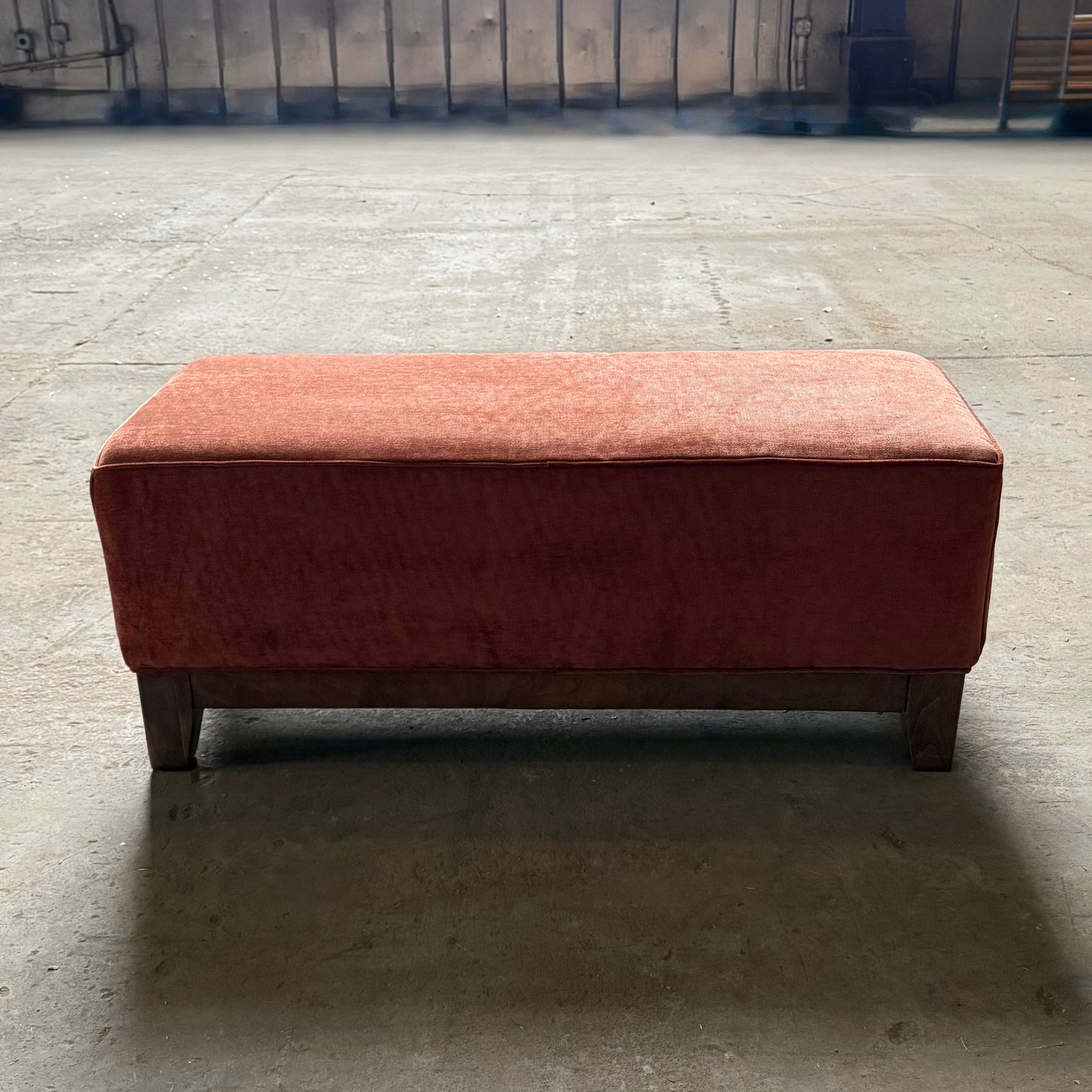Midcentury Modern Fabric Bench - Cayenne Red