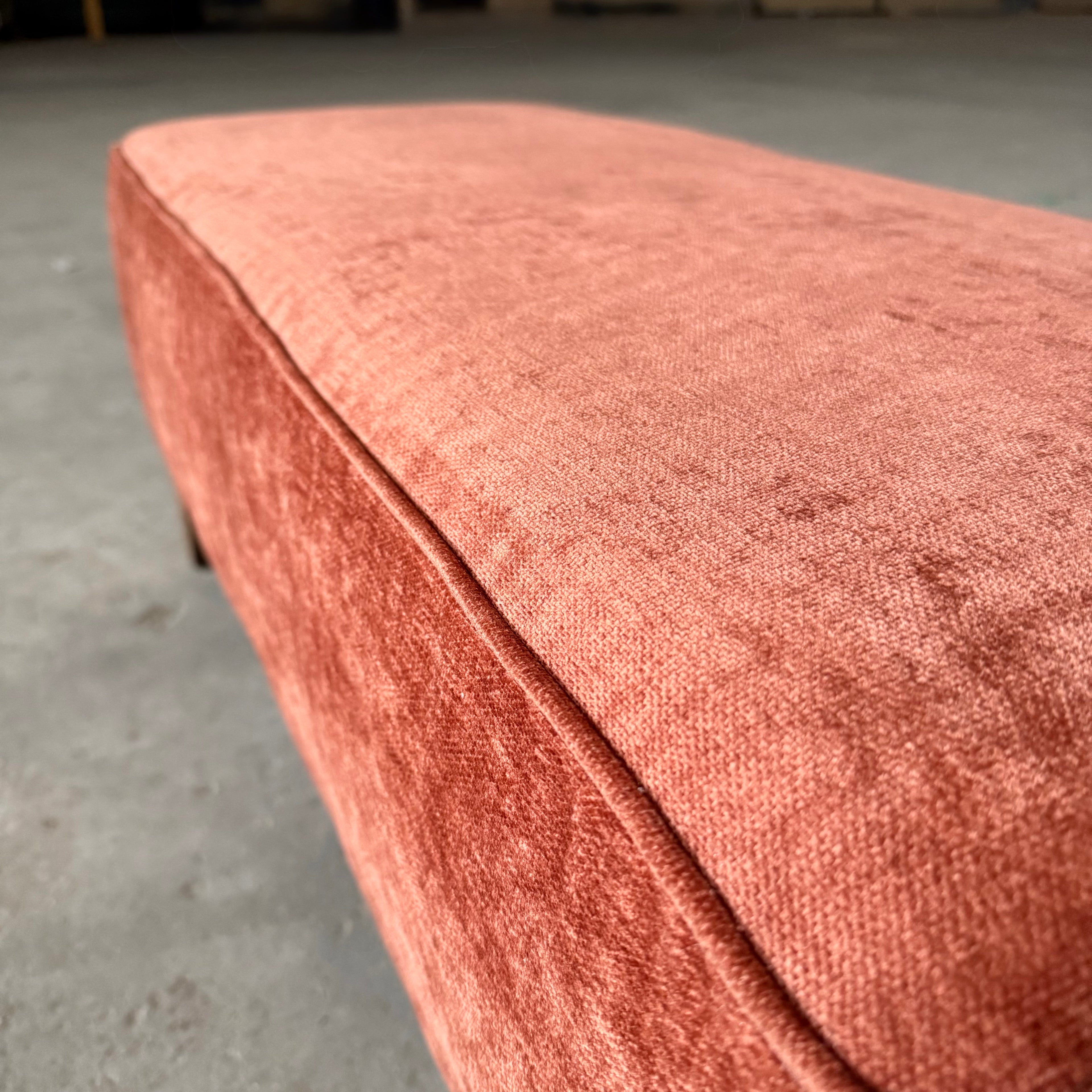 Midcentury Modern Fabric Bench - Cayenne Red